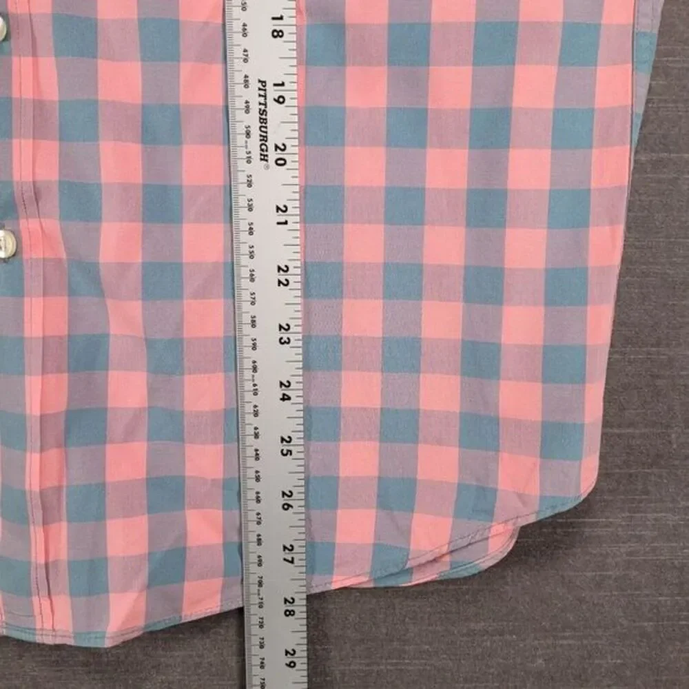 J Crew Vintage Pink Gray Plaid‎ Long Sleeve Button Up Shirt Mens Size Large